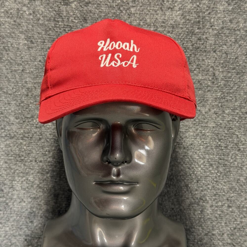 Vintage Nissin SnapBack Trucker Hat Cap Red “Hooah USA 🇺🇸” OSFA-America Prom